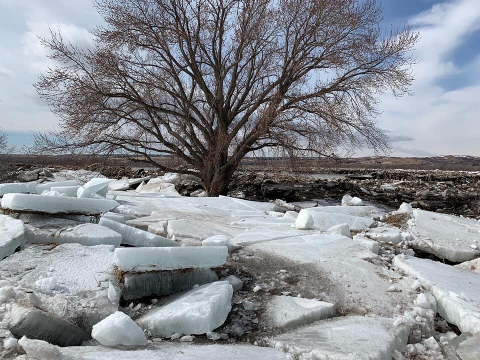 Debris from the aftermath of a historic flood triggered by a storm is seen in Niobrara, Nebraska, U.S. March 16, 2019. Office of Governor Pete Ricketts/Handout via REUTERS ATTENTION EDITORS - THIS IMAGE WAS PROVIDED BY A THIRD PARTY. - RC164061CFC0