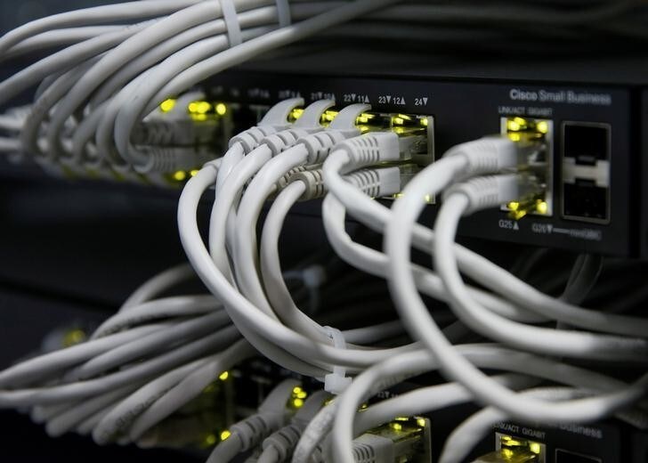 Ethernet cables used for internet connection are seen at the headquarters of the Wnet internet service provider in Kiev, Ukraine July 26, 2017. Picture taken July 26, 2017. REUTERS/Valentyn Ogirenko