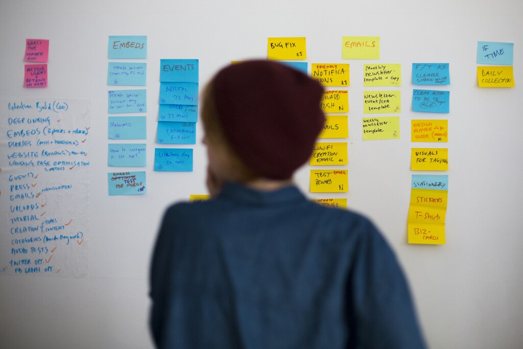 Sofia Braendstroem of Sweden looks at a wall of to-do notes in the office of the HowDo,a "how-to-do-it-yourself" app, start-up at the Wostel co-working space in Berlin March 18, 2013. Europe must urgently tackle youth unemployment, the French, German and Italian governments said May 28, 2013, urging action to rescue an entire generation who fear they will not find jobs. Some 7.5 million Europeans aged 15-24 are neither in employment nor in education or training, according to EU data. Youth unemployment in the EU stood at 23.6 percent in January, more than twice as high as the adult rate. Picture taken March 18, 2013. REUTERS/Thomas Peter (GERMANY - Tags: BUSINESS EMPLOYMENT) - RTX103SB