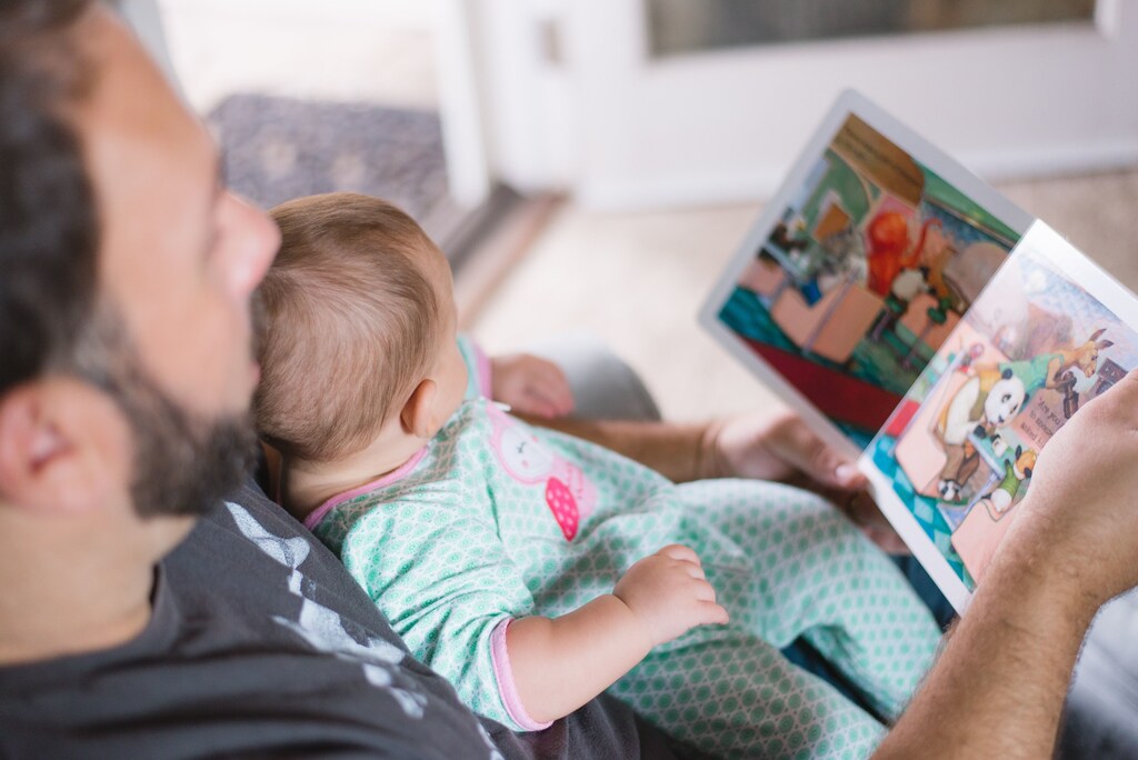 Story Time dad child picture book read literature
