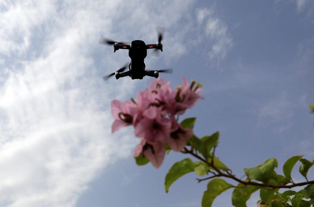 A drone flies in Nabatieh area, Lebanon October 25, 2018. REUTERS/ Jamal Saidi - RC18393B8BF0