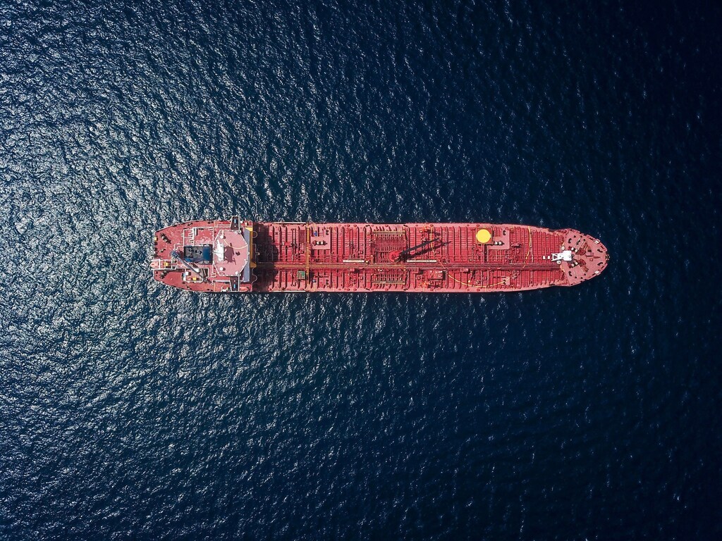 A tanker at sea.