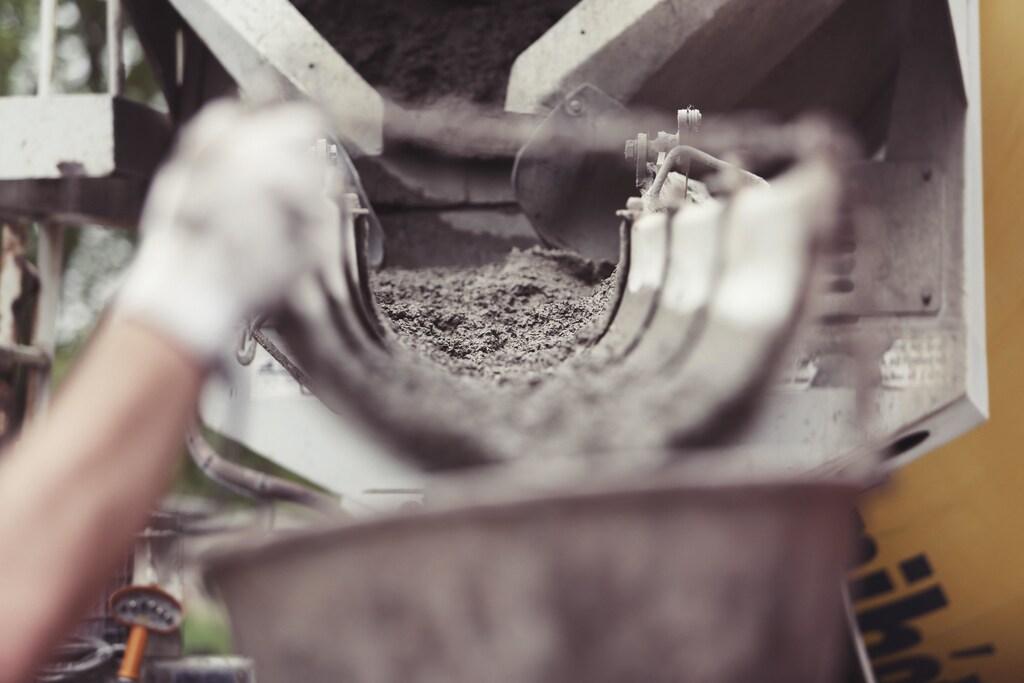 During the manufacturing of concrete, large amounts of carbon dioxide are released.