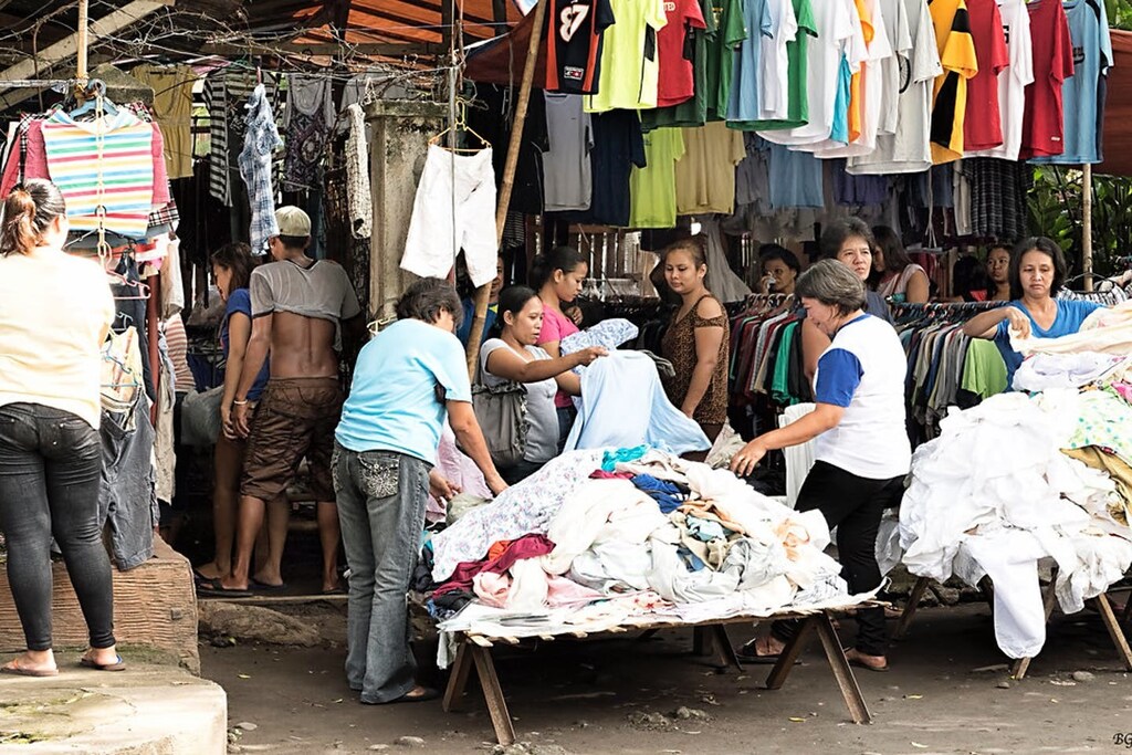 An "ukay-ukay" stall in Silay City, Negros Occidental, Philippines in 2015. Fiipinos are avid customers of "ukay-ukay" goods, the local version of the flea market.