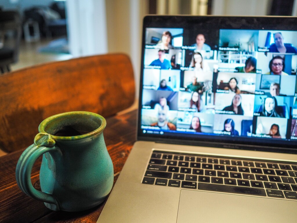 a picture of a video call screen on a laptop
