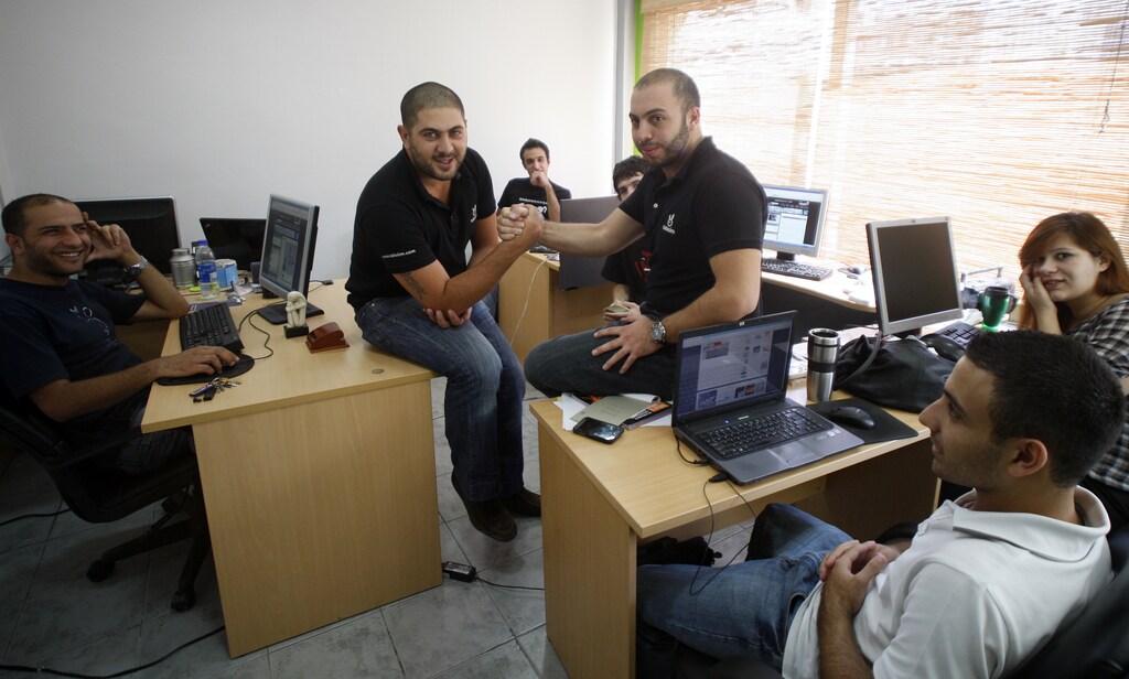 In the office at award-winning Amman start-up Talasim.com.