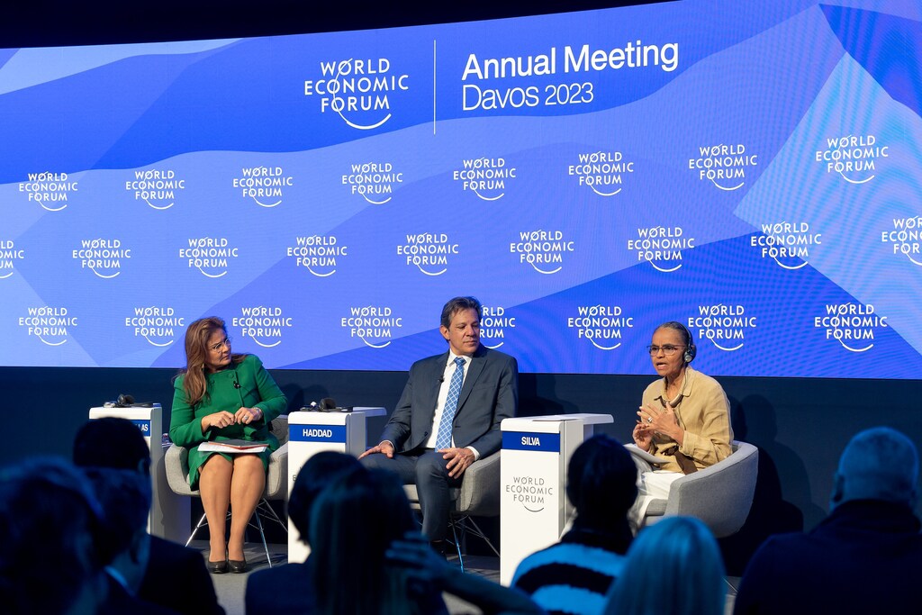 Marina Silva, Minister of Environment and Climate Change of Brazil speaks at the Davos 2023 session titled 'Brazil: A New Roadmap'.