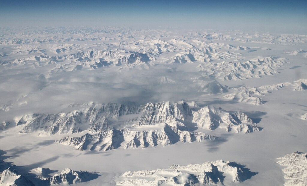 The northeast coastline of the Greenland ice sheet is seen in an image from NASA's Oceans Melting Greenland (OMG) field campaign from an altitude of about 40,000 feet (12,190 meters) taken March 26, 2016 and released March 29, 2016