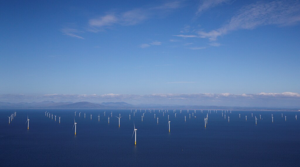 General view of the Walney Extension offshore wind farm operated by Orsted off the coast of Blackpool, Britain September 5, 2018