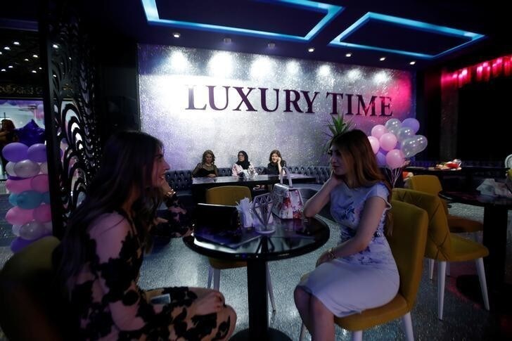 Women are seen at Luxury Time, the city's first women-only restaurant, in Erbil, Iraq July 17, 2018. Picture taken July 17, 2018. REUTERS/Azad Lashkari