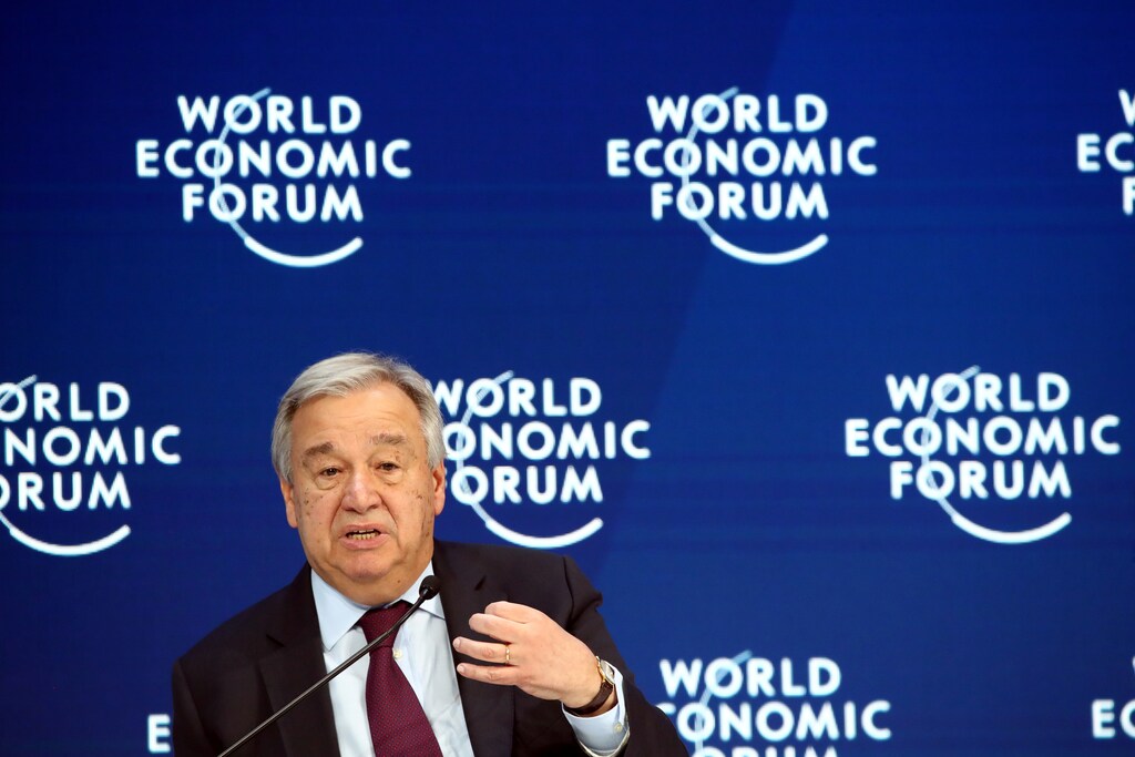 United Nations Secretary-General Antonio Guterres speaks during a session at the 50th World Economic Forum (WEF) annual meeting in Davos, Switzerland January 23, 2020. REUTERS/Denis Balibouse