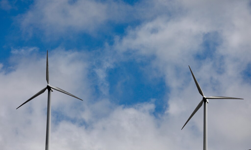 Wind turbines used to generate electricity are seen in El Palo summit near Pola de Allande, northern Spain, August 9, 2017. REUTERS/Paul Hanna - RC14F49C4240