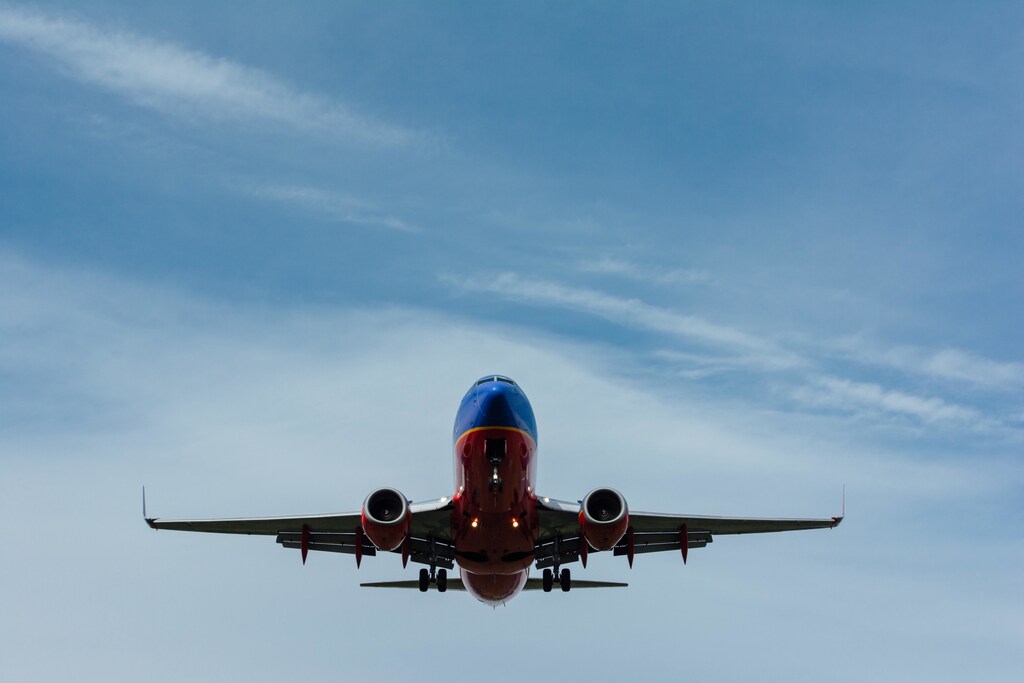 An airplane taking off.