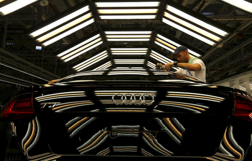 A worker on an Audi assembly line in Hungary.