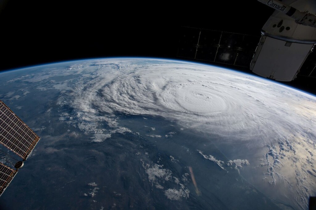 Hurricane Harvey is pictured off the coast of Texas, U.S. from aboard the International Space Station in this August 25, 2017 NASA handout photo. NASA/Handout via REUTERS ATTENTION EDITORS - THIS IMAGE WAS PROVIDED BY A THIRD PARTY. - RC168FD8F690
