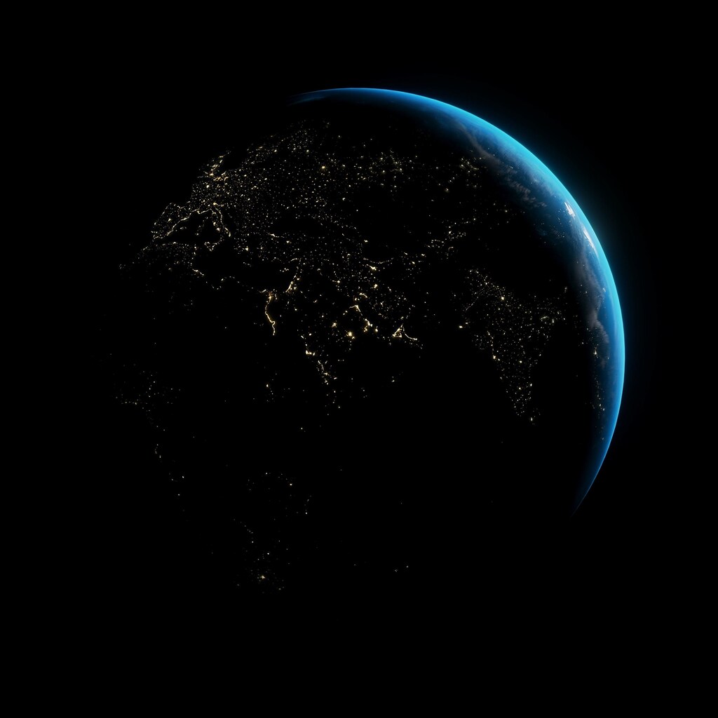 The Earth at night as seen from space.