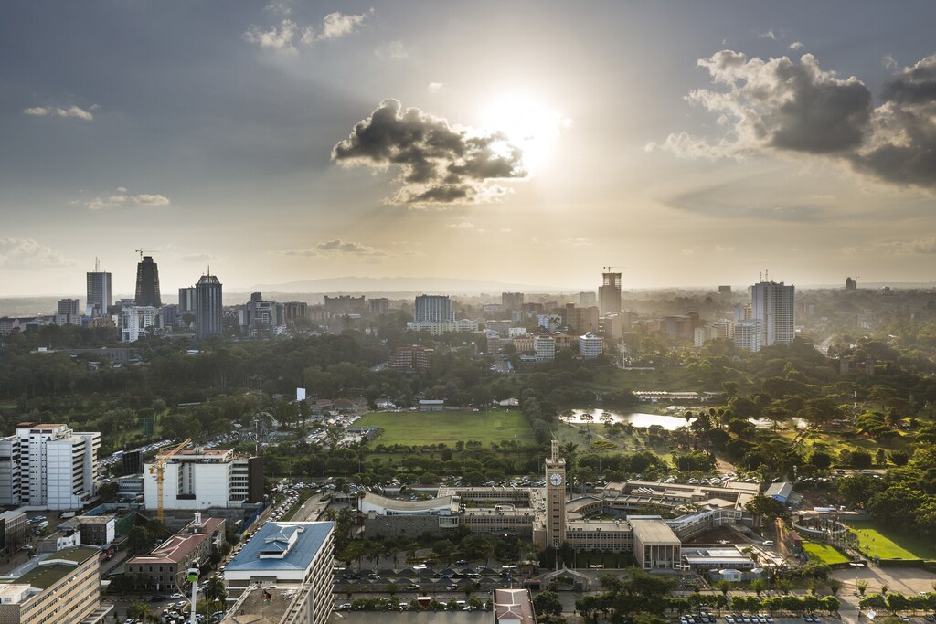 View to Uhuru Park in the business district of Kenyan capital Nairobi, which is taking a number of measures to improve air quality.