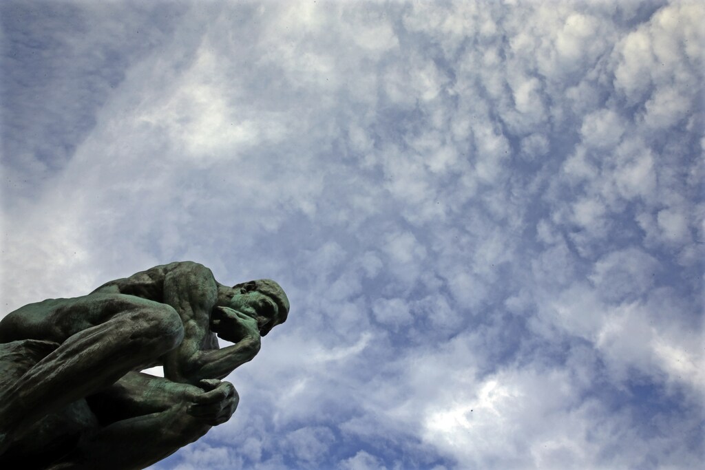 The sculpture "Le Penseur" (The Thinker, 1903) by French sculptor Auguste Rodin (1840-1917) is seen in the garden of the Musee Rodin in Paris, France, November 5, 2015. After a complete restoration over the past three years, the Hotel Biron, home of the Rodin Museum since 1919, will reopen its doors to the public on November 12, 2015, the 175th birthday of the famous French sculptor. REUTERS/Philippe Wojazer - PM1EBB5198R01