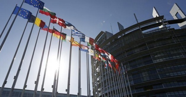 Flags of European Union member states fly in front of the European Parliament building in Strasbourg, April 15, 2014. The European elections will take place May 22 to 25, 2014 in the 28 European Union Member states.