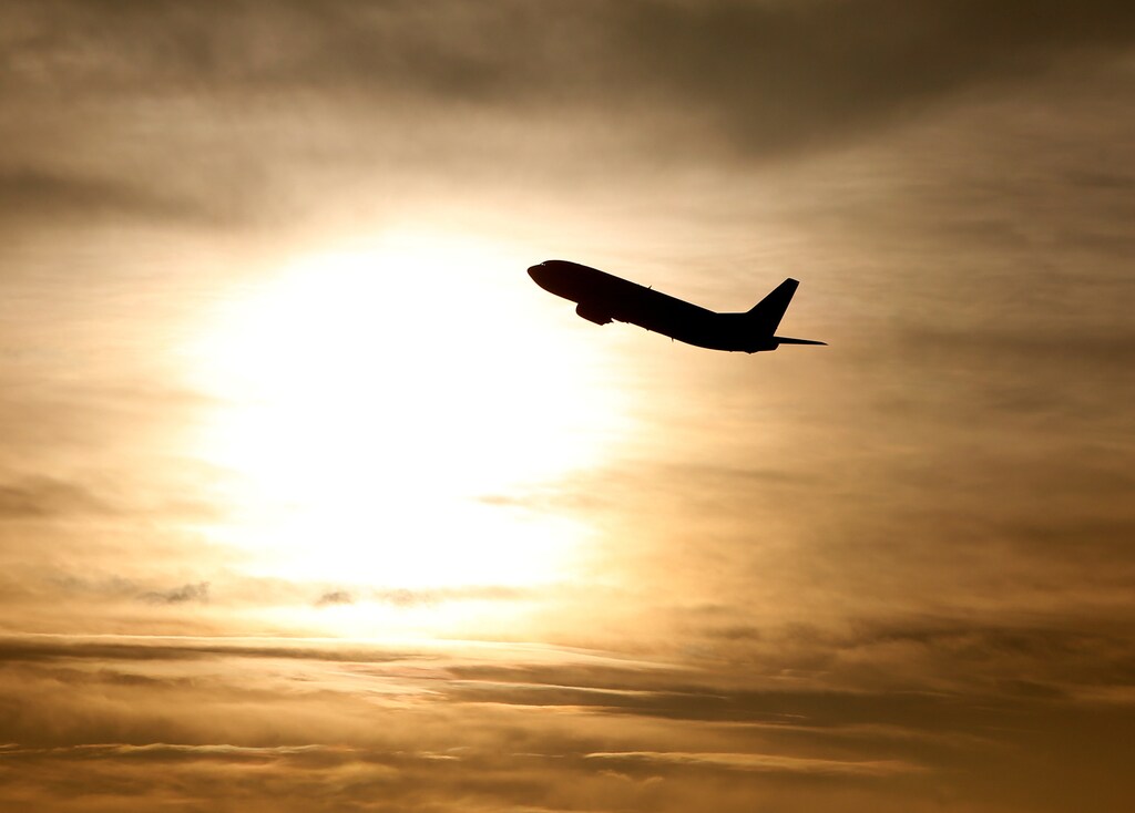 A plane is seen during sunrise at the international airport in Munich, Germany, January 9, 2018. REUTERS/Michaela Rehle