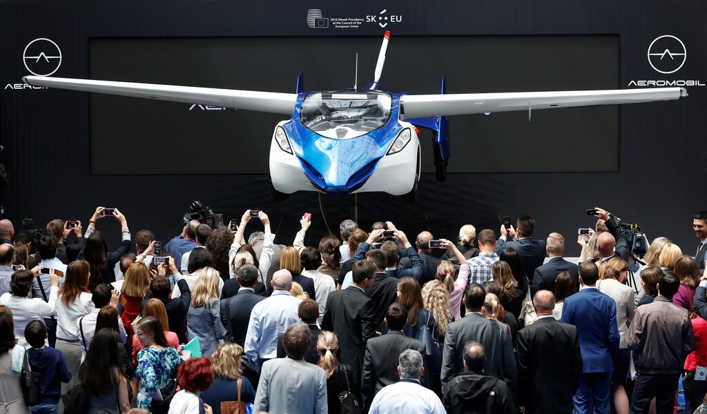 AeroMobil, a flying car prototype, is pictured during a ceremony marking the taking over of the rotating presidency of the European Council by Slovakia, in Brussels, Belgium, July 7, 2016.