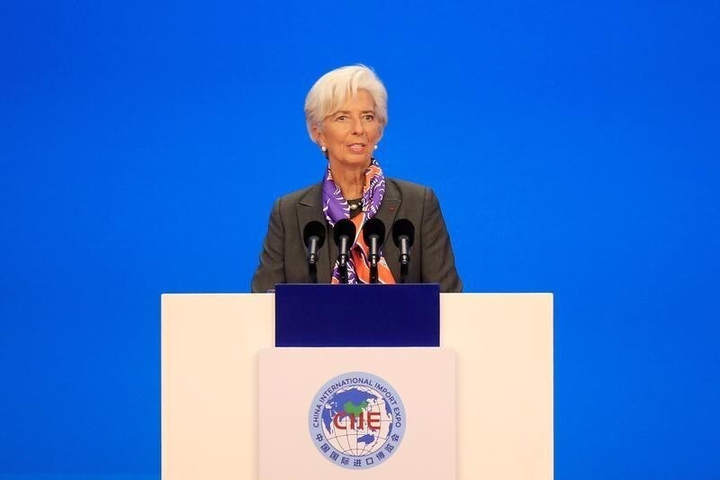 International Monetary Fund (IMF) Managing Director Christine Lagarde speaks at the opening ceremony for the first China International Import Expo (CIIE) in Shanghai, China November 5, 2018. REUTERS/Aly Song/Pool - RC1D55CAEB50
