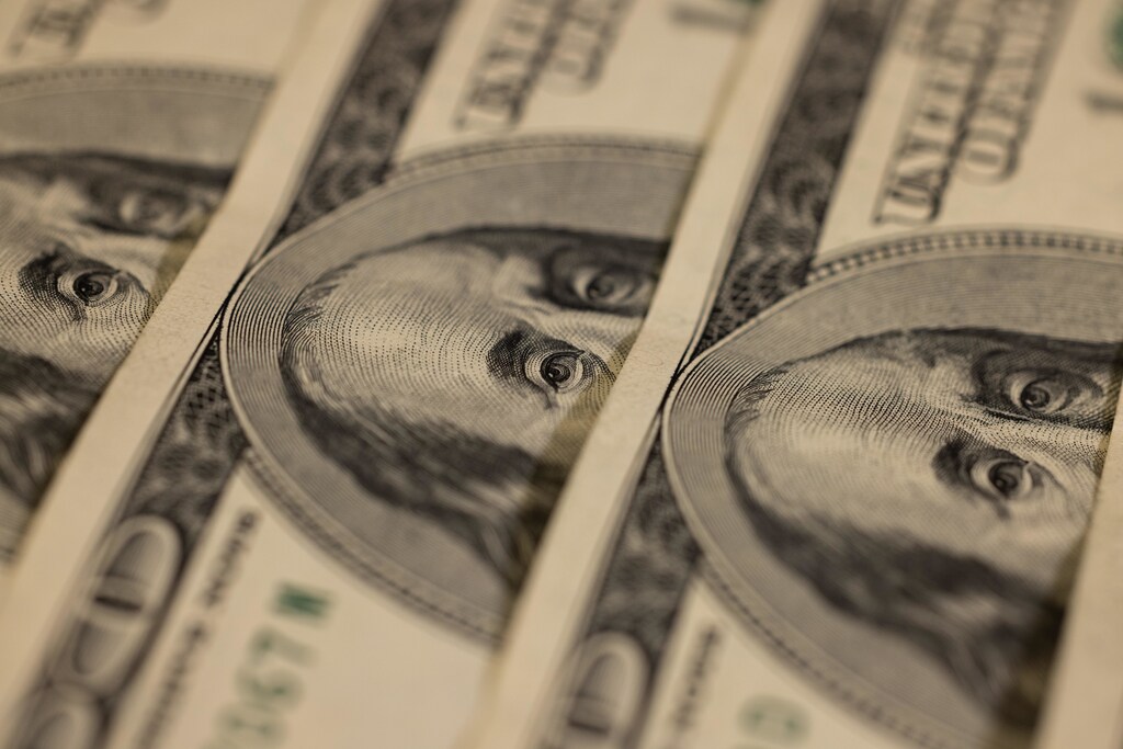 A close view of U.S. dollars