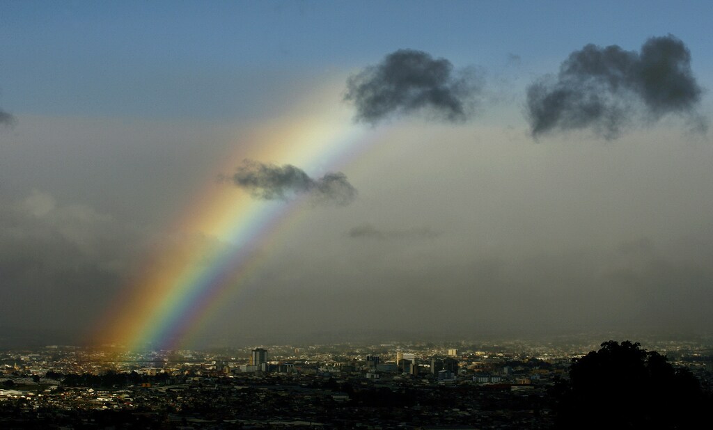 A view of rainbow over San Jose City.