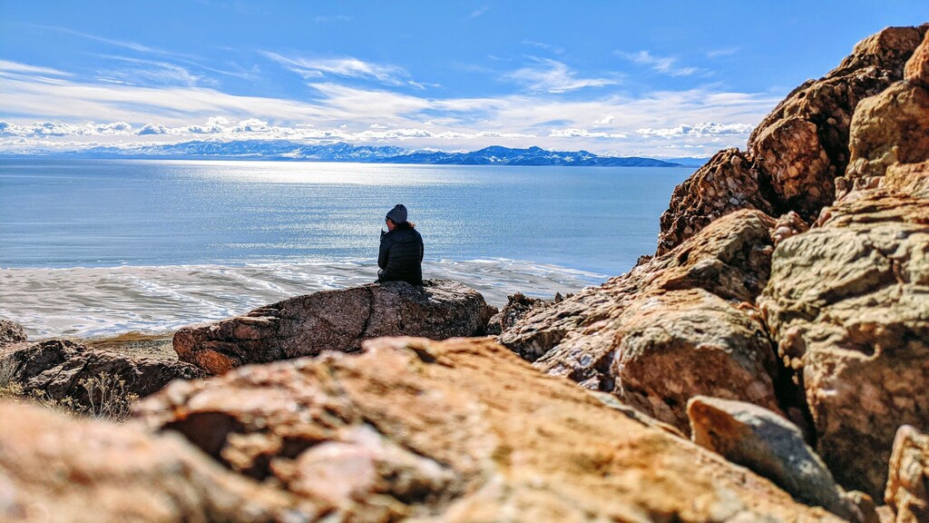 A person over looking the Great Salt Lake