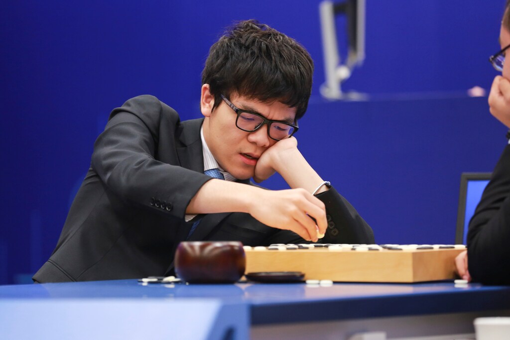 Ke Jie competes against Google's artificial intelligence program AlphaGo.