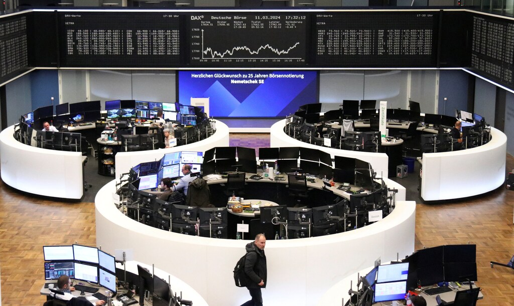 The German share price index DAX graph is pictured at the stock exchange in Frankfurt, Germany.