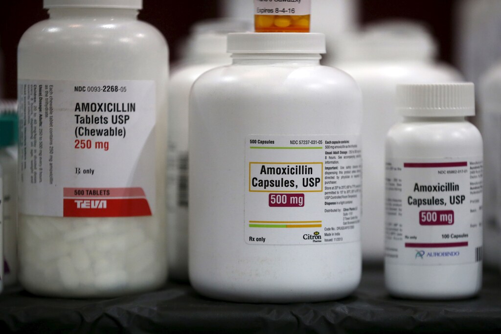 Amoxicillin penicillin antibiotics are seen in the pharmacy at a free medical and dental health clinic in Los Angeles, California, U.S., April 27, 2016. REUTERS/Lucy Nicholson - RTX2BYP1