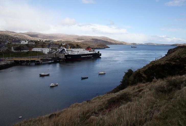 The CalMac ferry berths at Tarbert on the Isle of Lewis and Harris, an island off the northwestern tip of Scotland in the Outer Hebrides, Britain April 27, 2016. Picture taken April 27, 2016. REUTERS/Russell Cheyne