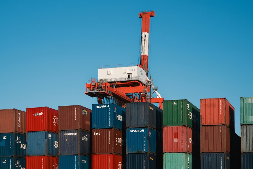 Cargo containers at a port as trade patterns shift in the global trade.