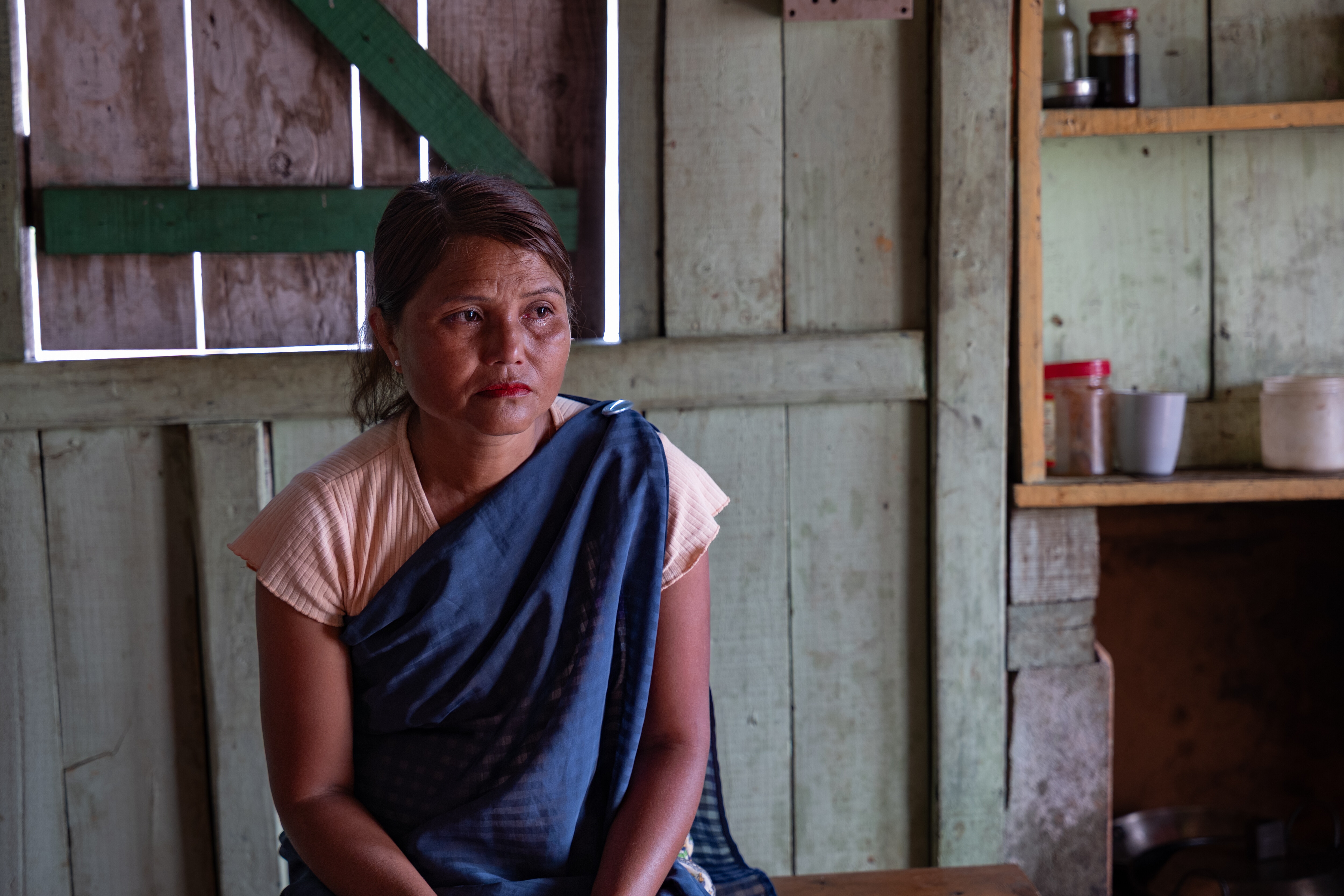 Shanti Mawlong at her home in Umtrew, more than a year after her cancer diagnosis.