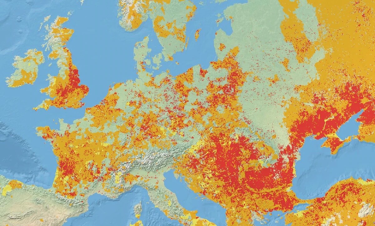 Estado más reciente de la sequía en Europa según un indicador combinado de sequía.