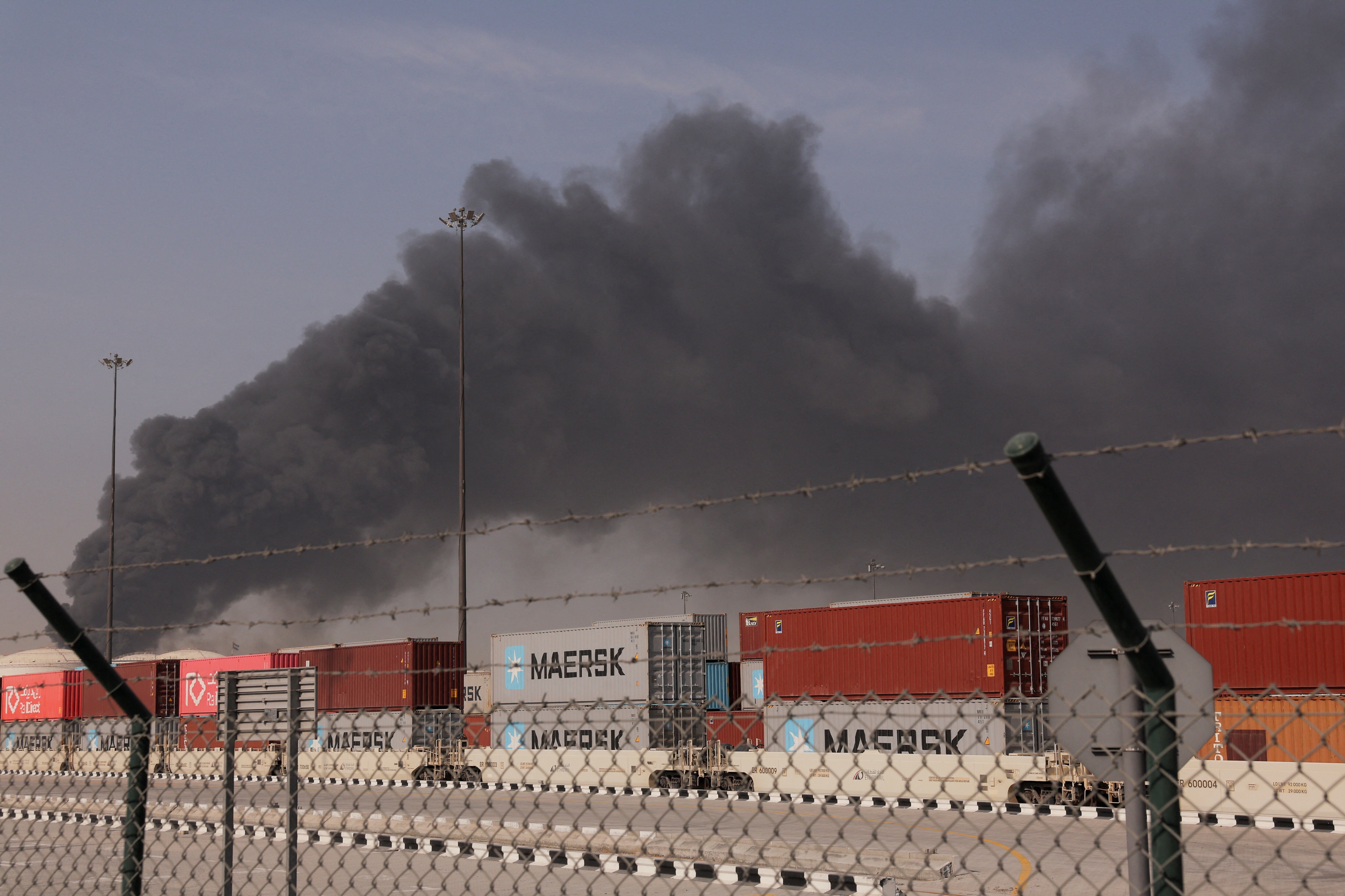 Smoke billows from Jebel Ali port after an Iranian attack, following United States and Israel strikes on Iran, United Arab Emirates, March 1, 2026. REUTERS/Amr Alfiky