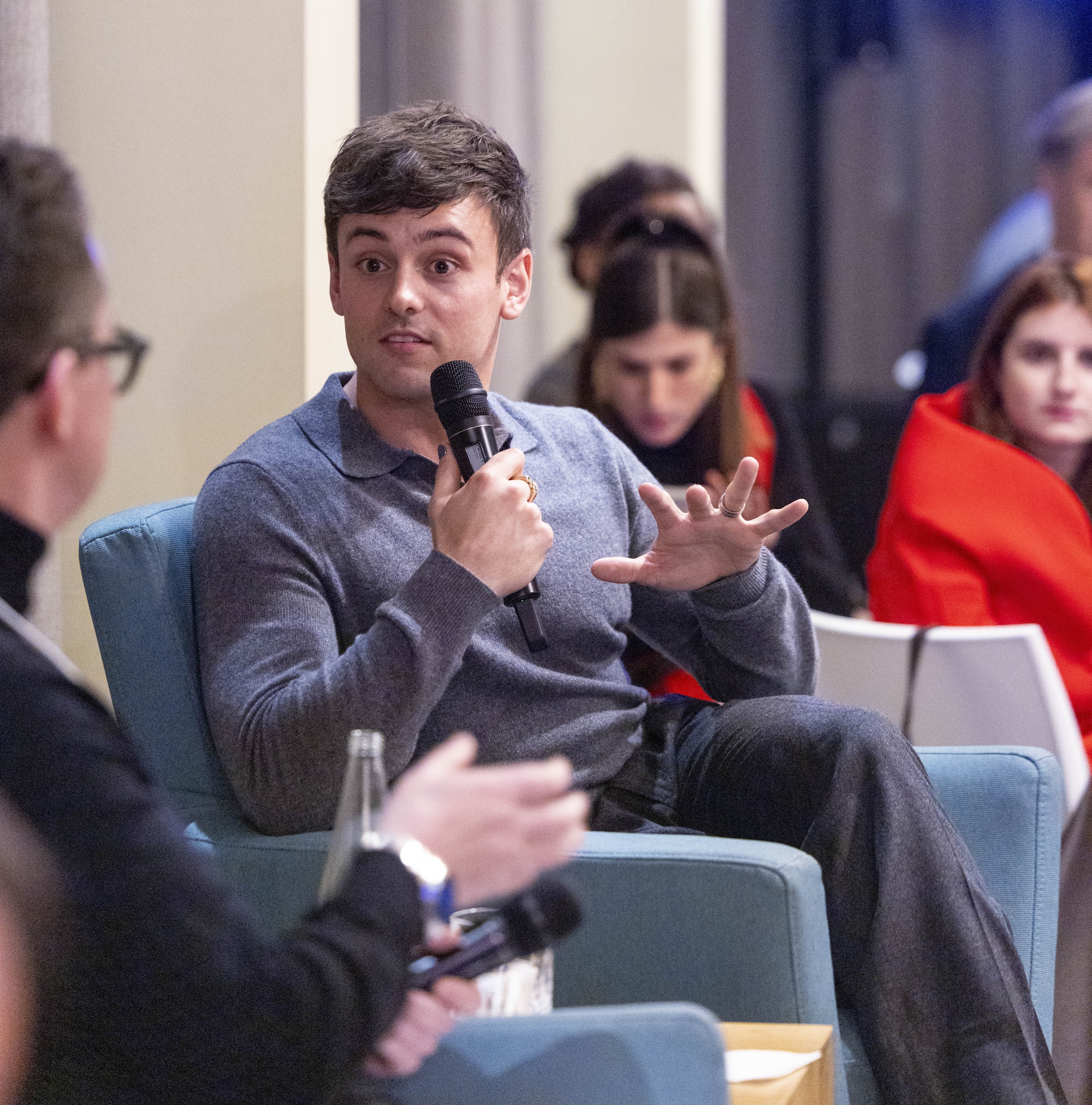 Tom Daley, Olympic champion and advocate for LGBTQ+ rights, speaking in Cultural Table: Art Can Change the World session at the World Economic Forum Annual Meeting 2025 in Davos, Switzerland