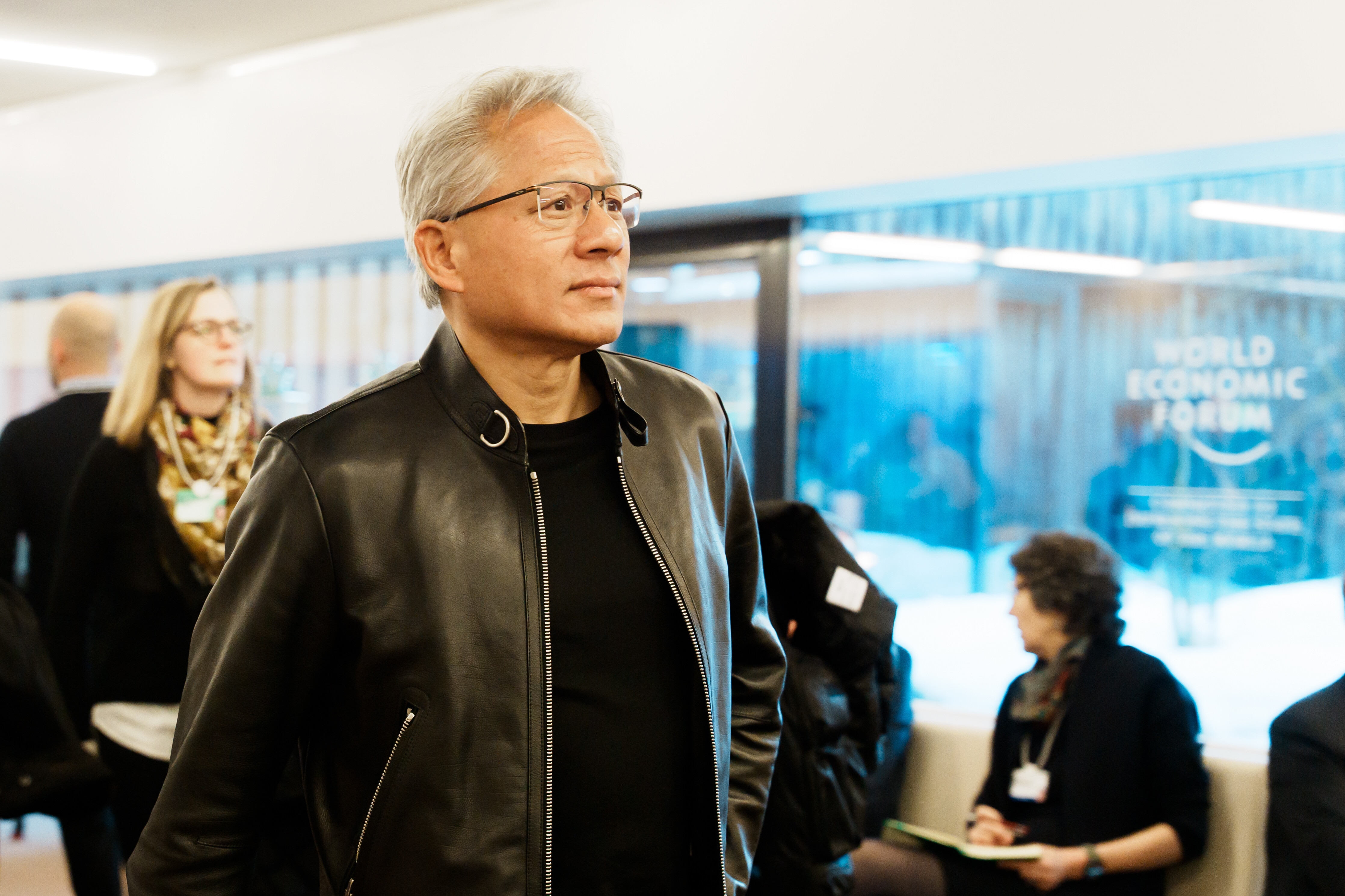 Arrival of Jensen Huang, President and CEO of NVIDIA, at the World Economic Forum Annual Meeting 2026 in Davos-Klosters, Switzerland, 21 January 2026. Copyright: World Economic Forum/Mattias Nutt