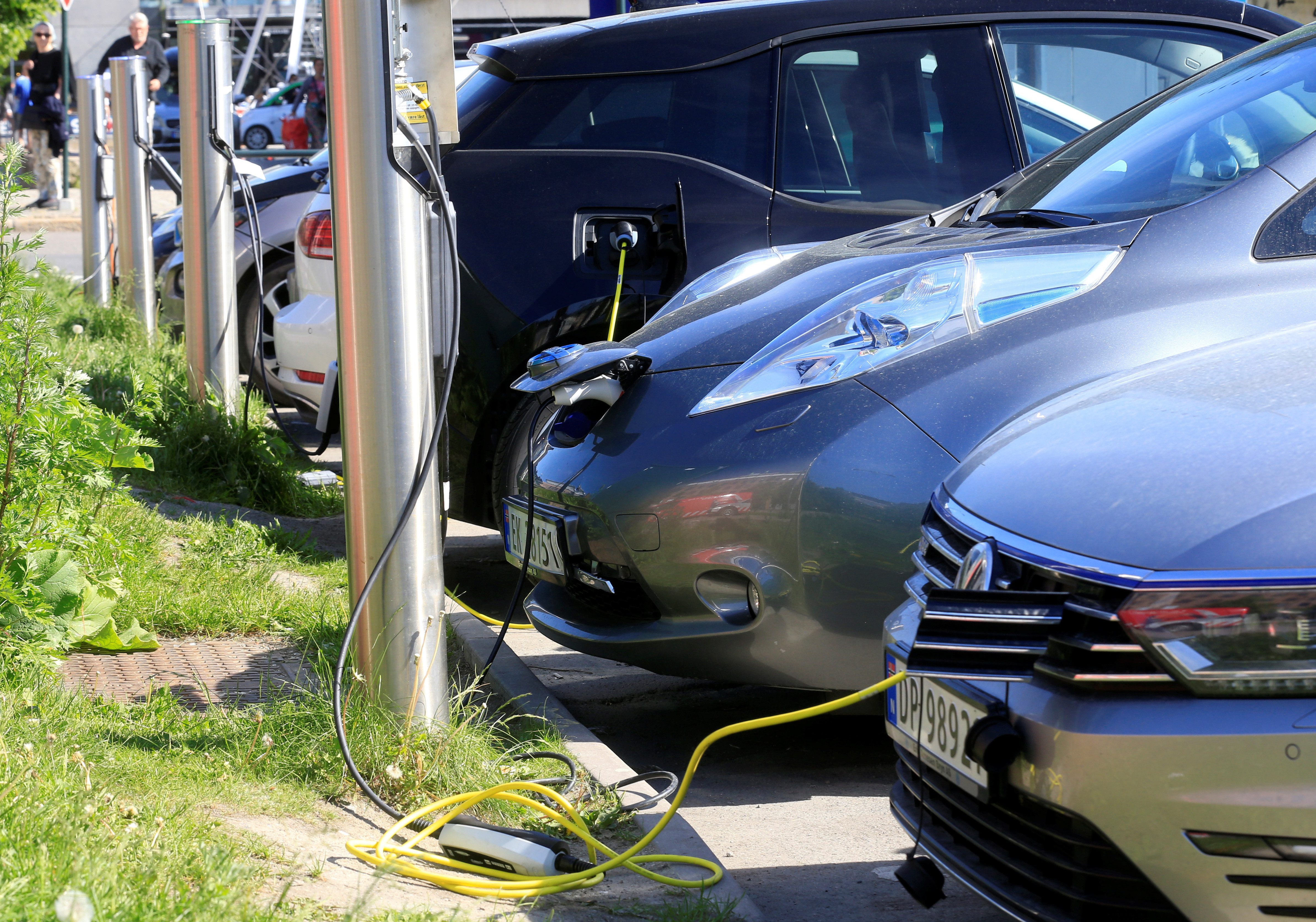 EVs at a charging point in Oslo.        