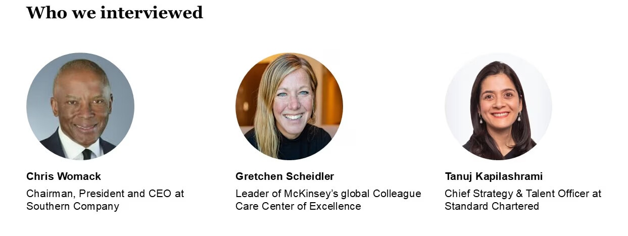 クリス・ウォマック氏、グレッチェン・シュナイダー氏、タヌジ・カピラシュラミ氏の顔写真とプロフィール