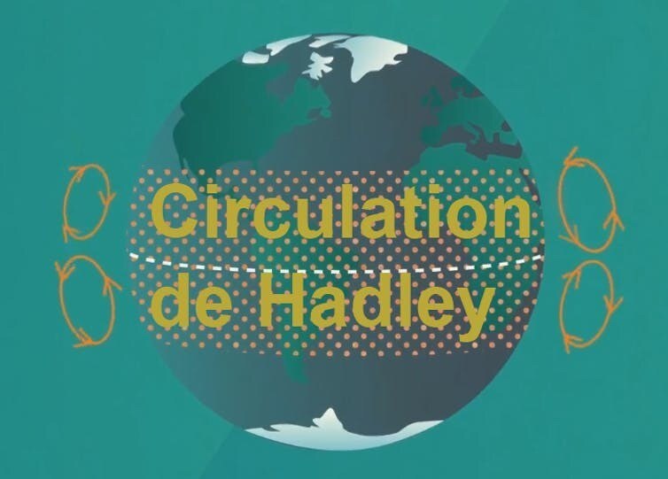 Représentation modélisée de la circulation de Hadley autour de l’équateur.