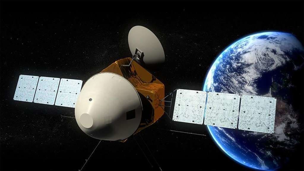 Vue d’artiste de Mars Global Remote Sensing Orbiter and Small Rover (HX-1). Il s’agit de la première mission chinoise à destination de Mars avec un orbiter, un atterrisseur et un rover.