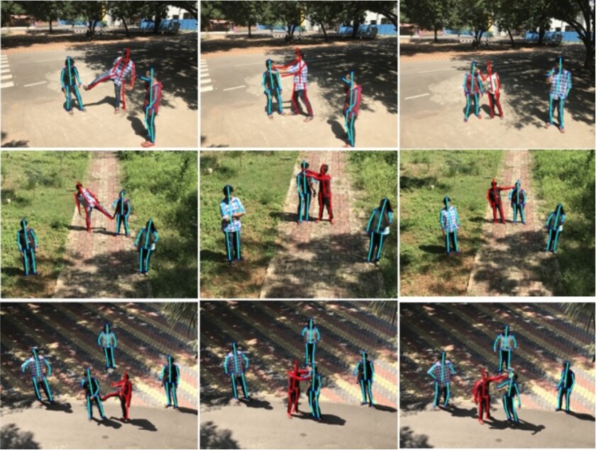 Images issues de l'étude des chercheurs, les volontaires entraînant l'algorithme à reconnaître les comportements violents.
