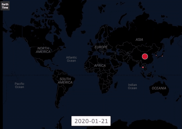 Spread of COVID-19 globally.
