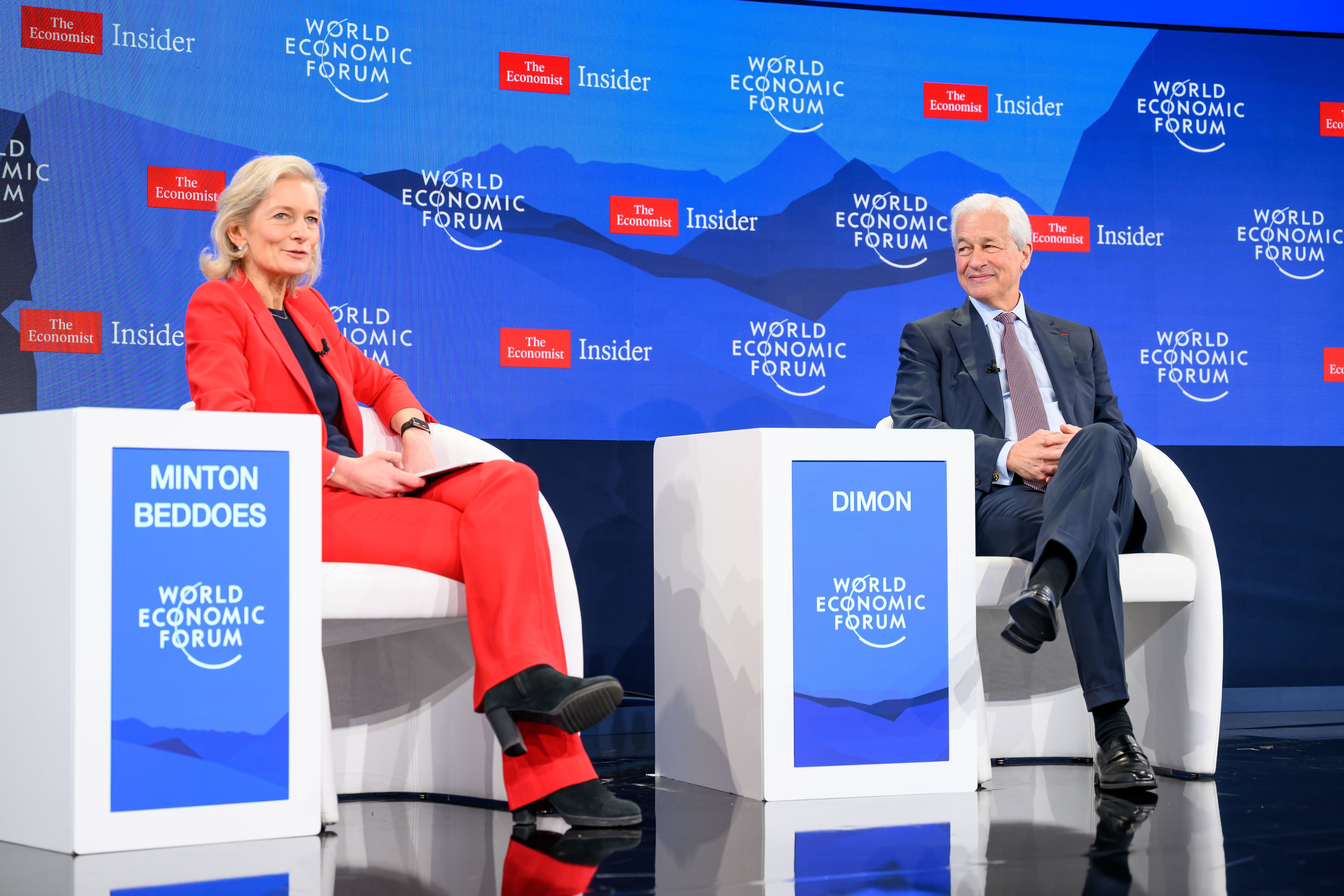 Jamie Dimon, Chairman and CEO of JPMorgan Chase, and Zanny Minton Beddoes, Editor-in-Chief of The Economist.