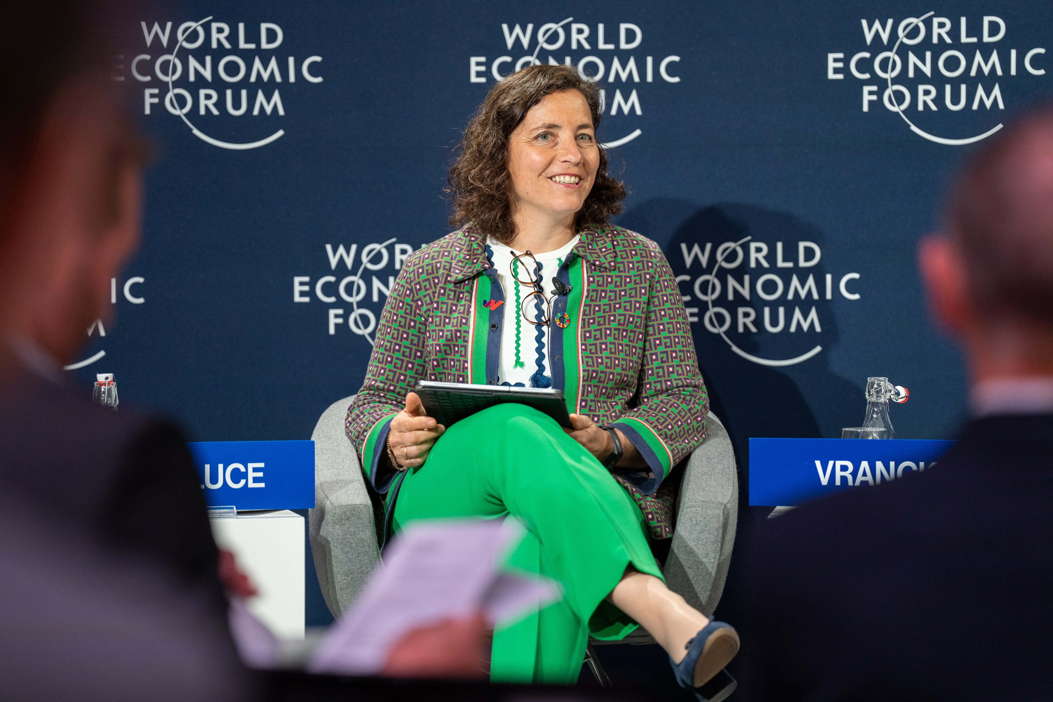 María Mendiluce, We Mean Business Coalition, USA, speaking in the The Path to Decarbonizing Aviation session at the World Economic Forum Annual Meeting 2022 in Davos-Klosters, Switzerland, 25 May, 2022. Forum.     Copyright: World Economic Forum / Boris Baldinger