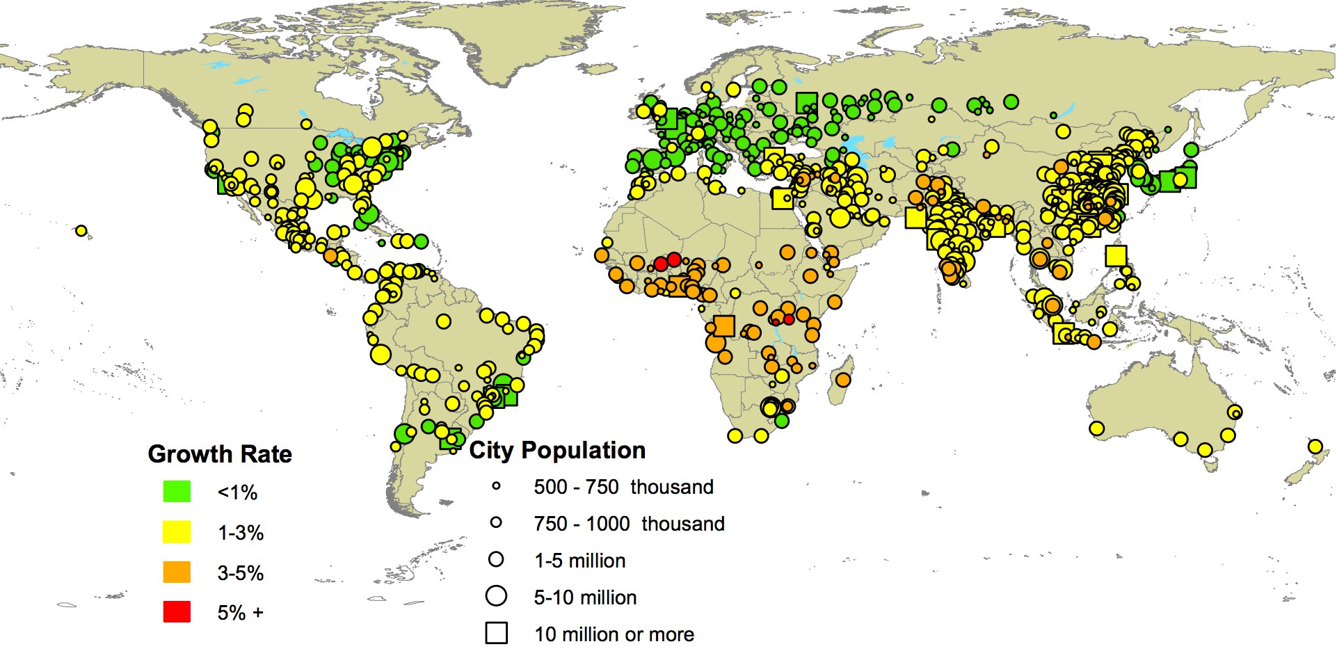 Growth rates of urban agglomerations by size Image: