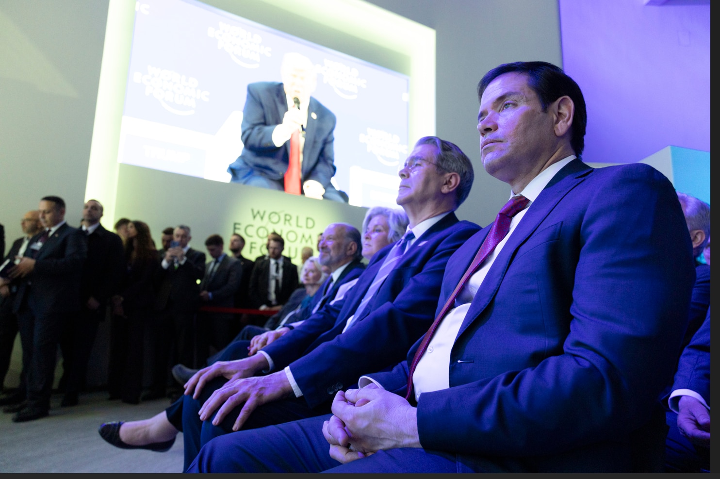 Special Address by Donald J. Trump, President of the United States of America session with BÃ¸rge Brende, President and CEO, World Economic Forum, Switzerland; Donald J. Trump, President of the United States of America; Laurence Fink, Chair and CEO, BlackRock; Interim Co-Chair, World Economic Forum, BlackRock, USA; at the World Economic Forum Annual Meeting 2026 in Davos-Klosters, Switzerland, on 21/1/2026 from 14:30 to 15:15 in the Congress Centre â Congress Hall (Zone C), Plenary. (special address/usa). Â©2026 World Economic Forum / Benedikt von Loebell