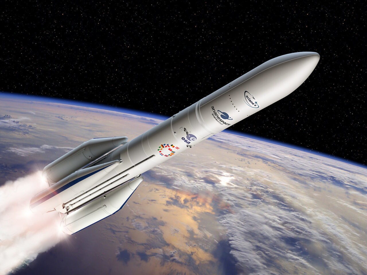 Rendu d'artiste de la fusée Ariane 6.